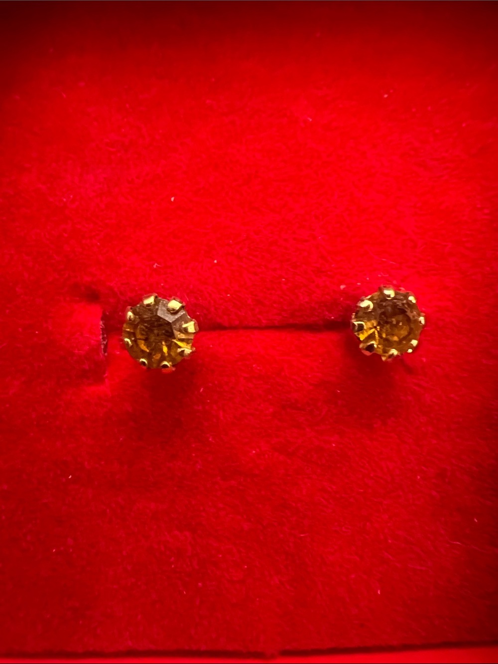 Gold-Tone Citrine Stud Earrings - Classic Round Studs